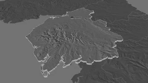 Cumbria, England. Bilevel elevation map with surface waters Stock Illustration