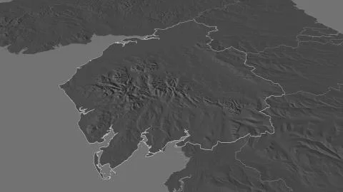 Cumbria, England. Bilevel elevation map with surface waters Stock Illustration