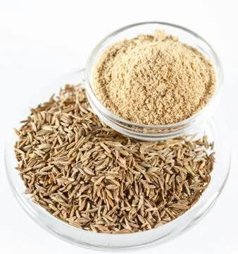Cumin in a plate Isolated on a white background. 写真素材