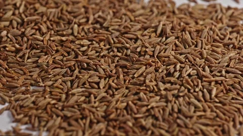 Cumin seeds or jeera close up, parallax shot, 4k Stock-Footage 297347316