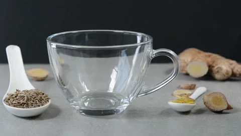 Cumin tea in a glass cup 動画素材 134522227