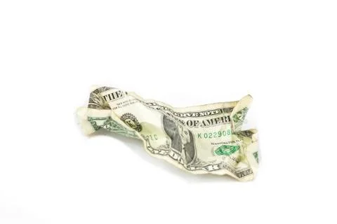 Cummpled dollar bill Foto stock
