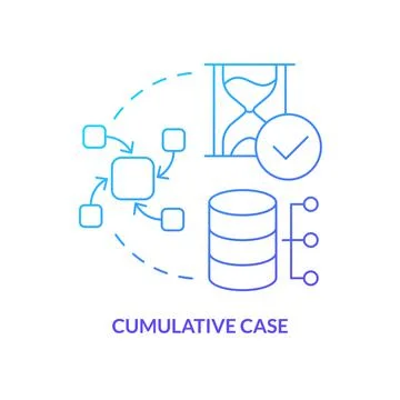 Cumulative case blue gradient concept icon Stock Illustration