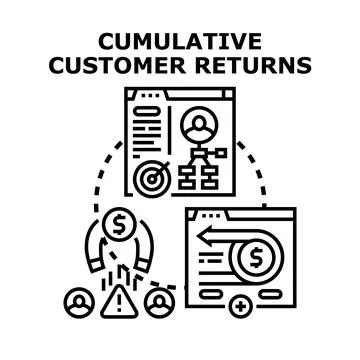 Cumulative customer returns managing process concept Stock Illustration