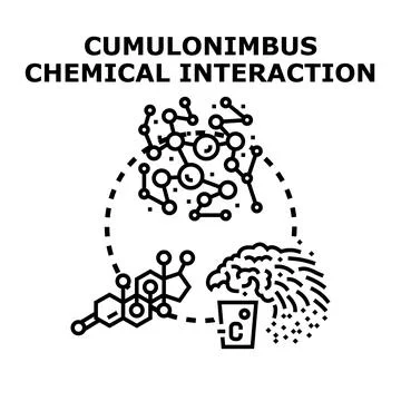 Cumulonimbus cloud chemical interaction concept illustration Stock Illustration