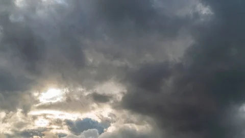 Cumulus and cirrus clouds move quickly in the sky Video stock 116353233