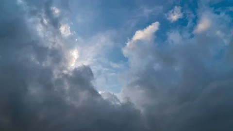 Cumulus and cirrus clouds move quickly in the sky Stock-Footage 116353312