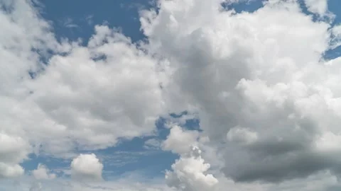 Cumulus and cirrus clouds move rapidly in the sky. Time lapse Stockbeeldmateriaal 296273570