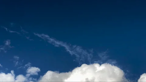 Cumulus and stratocumulus clouds  in a blue sky timelapse Stock Footage 250013351