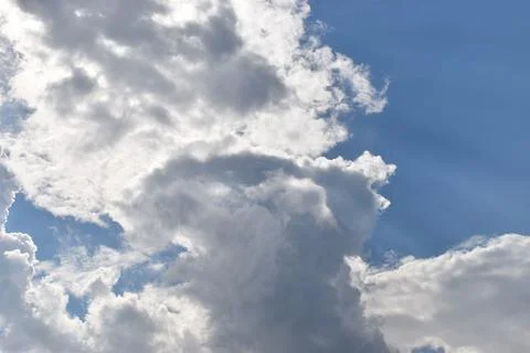 Cumulus cloud in the blue sky over Liechtenstein 26.4.2020 Stock Photos