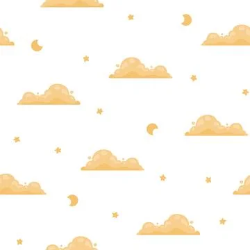 Cumulus cloud cartoon. Seamless pattern. Illustrazione stock