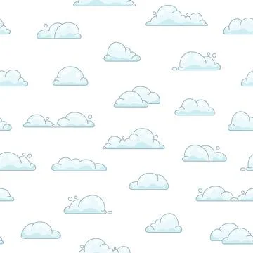 Cumulus cloud cartoon. Seamless pattern. 스톡 일러스트