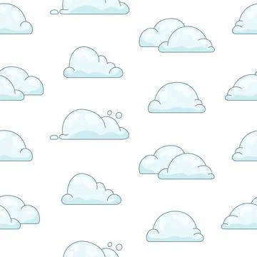 Cumulus cloud cartoon. Seamless pattern. イラスト素材