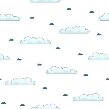 Cumulus cloud cartoon. Seamless pattern. 스톡 일러스트