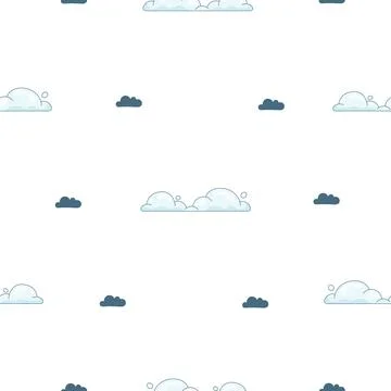 Cumulus cloud cartoon. Seamless pattern. Stock Illustration