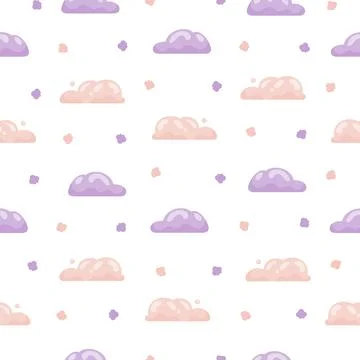 Cumulus cloud cartoon. Seamless pattern. 스톡 일러스트