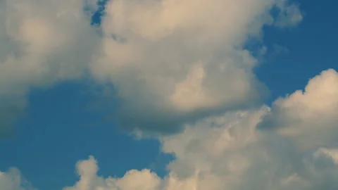 Cumulus Cloud Cloudscape Moving And Changing With Different Shapes. Puffy Fluffy Stock Footage 263042975
