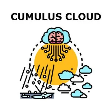 Cumulus cloud computing brain raining data concept Stock Illustration