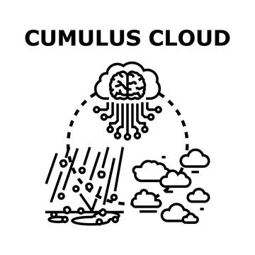 Cumulus cloud computing brain raining data concept Stock Illustration