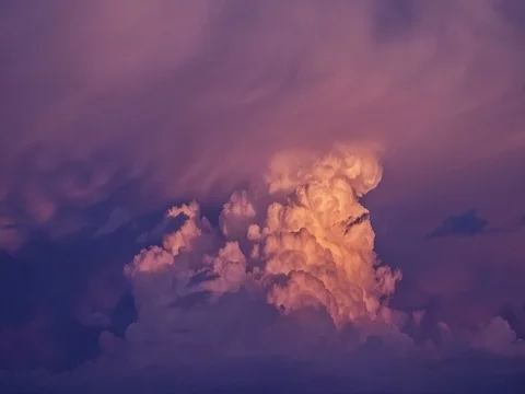 Cumulus cloud pre storm at sunset Stock Footage 80191302