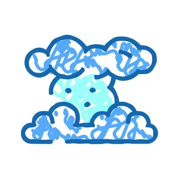 Cumulus cloud raining cartoon line drawing Stock Illustration