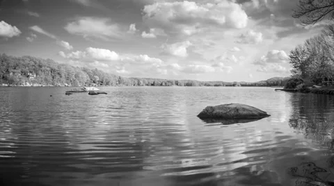 Cumulus Cloud Time lapse BW Reflective Video stock 38310870