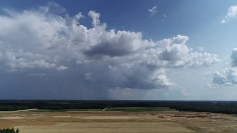 Cumulus Cloud Time Lapse Over Flat Landscape Stock Footage 114889711