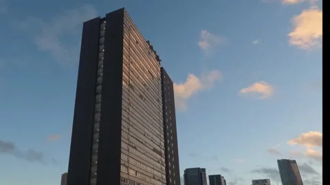 Cumulus Cloud Timelapse Of Stratford High Rise Apartment Block Stock Footage 267736535