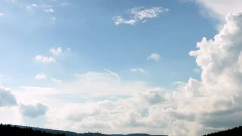 Cumulus clouds in the blue sky in the mountains Video stock 249054989