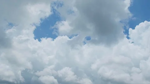 Cumulus clouds on blue sky pan Stock Footage 114743532