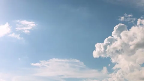 Cumulus clouds in blue sky, sunlight Stock Footage 247966917