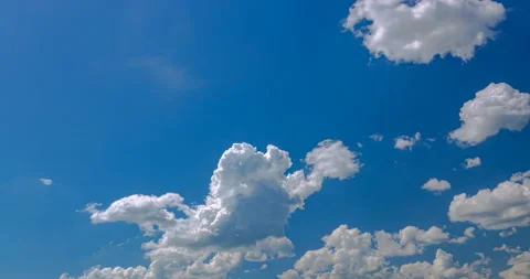 Cumulus clouds flying on sky blue Stock Footage 155800476