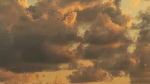 Cumulus clouds moving fast in the sunset sky Stock Footage 157941581