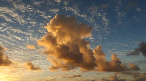 Cumulus clouds over ocean at sunrise, Kauai, Hawaii Stock Footage 41741270