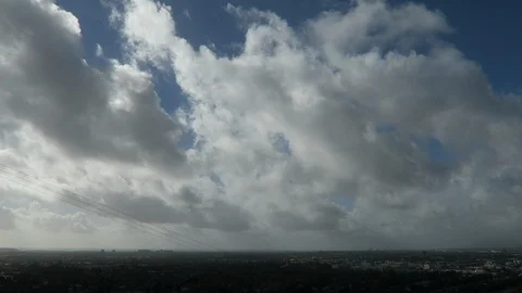 Cumulus Clouds Pass Over Urban Neighborhood￼s. Stock Footage 112782494