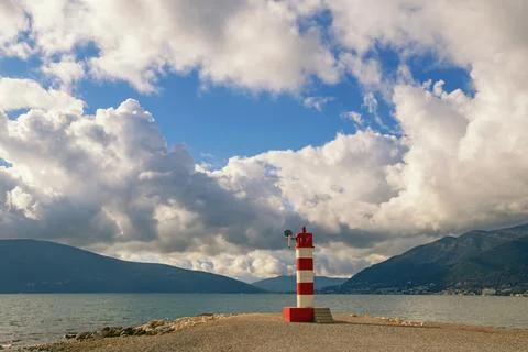 Cumulus clouds in sky, cloudscape. Beautiful Mediterranean landscape Stock Photos