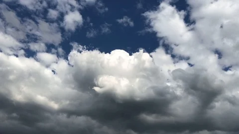 Cumulus clouds smoothly floating on the blue sky Stock Footage 91338354