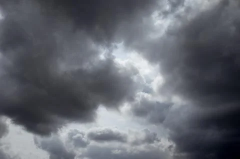 Cumulus clouds soaring high in the blue sky Stock Photos