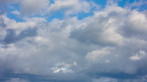 Cumulus clouds at spring day light in second full-frame time lapse Stock Footage 194262066