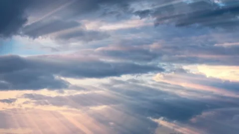 Cumulus clouds time-lapse. Evening sky, cloudy heaven looped motion background Stock Footage 154278509