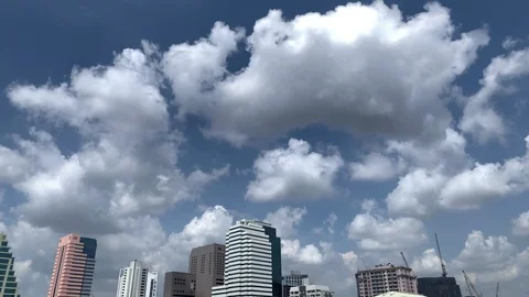 Cumulus clouds time lapse in an urban setting Stock Footage 124643463