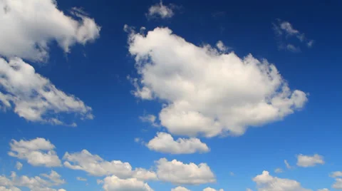 Cumulus clouds triangular flying through the sky Stock Footage 30303311