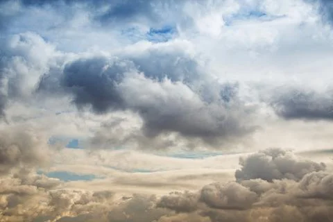 Cumulus clouds view from above in the evening light, clouds in the light of t Foto stock