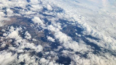 Cumulus clouds viewed from an airplane Stock-Fotos