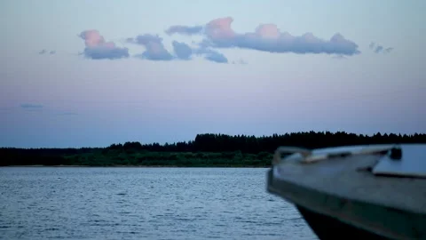 Cumulus white clouds over the river Stock Footage 167940963