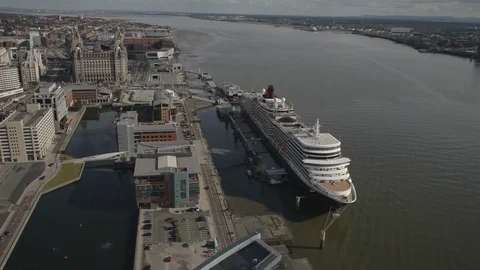 Cunard Ship in Liverpool Stock Footage 101563090