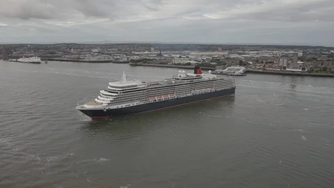 Cunard Ship Liverpool Stock Footage 101563848