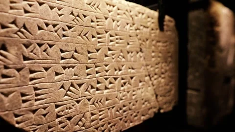 Cuneiform Ashurnasipal II Annals Stock Footage 322052064