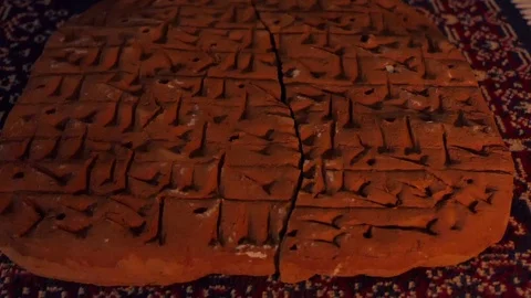 Cuneiform Sumerian tablet 1 Video stock 97835125