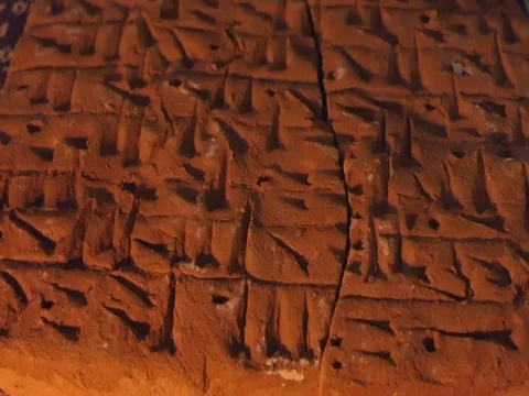 Cuneiform Sumerian tablet 2 Stock Footage